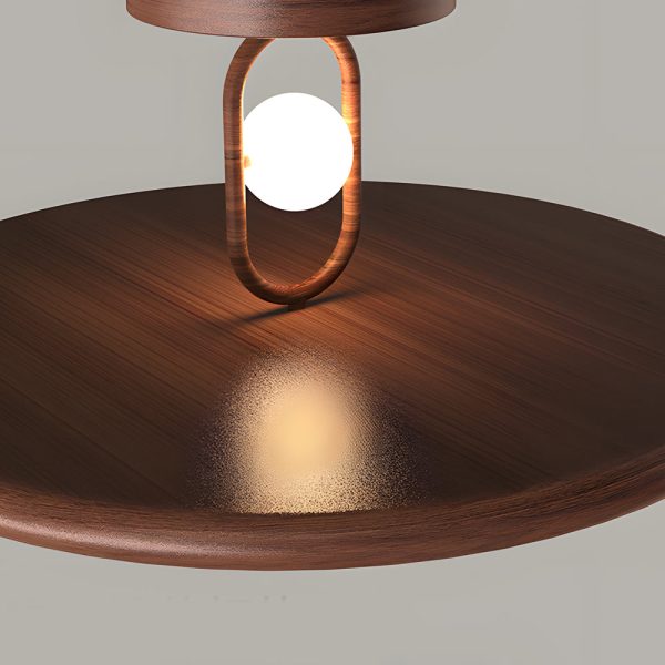 15.7/19.7-in Wood Grain Round Semi Flush Mount Ceiling Light - Image 5