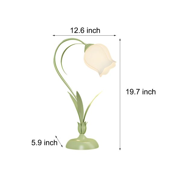 Rustic Green Desk Lamp with White Floral Shade and 3-Step Dimming for Homes - Image 4