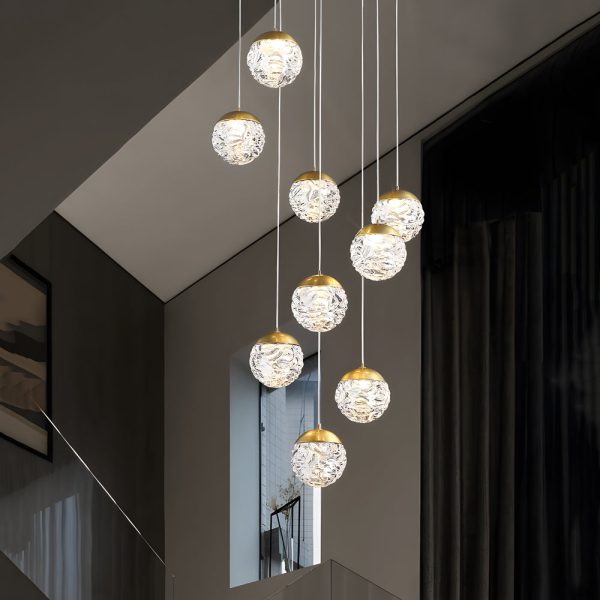 Spiral Pineapple Multi Glass Ball Staircase Chandelier LED Globes Hanging Ceiling Lights Suspension Lamp Drop Lights for Stairs - Image 3
