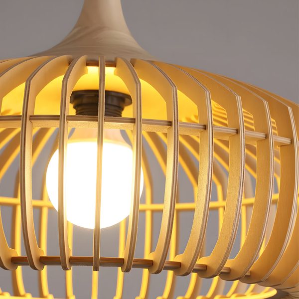 Japanese Wood Cage 1-Light Pendant Light - Image 5