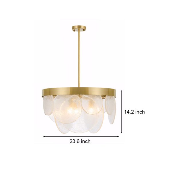 3-Light Round Semi Flush Mount Glass Chandelier - Image 6