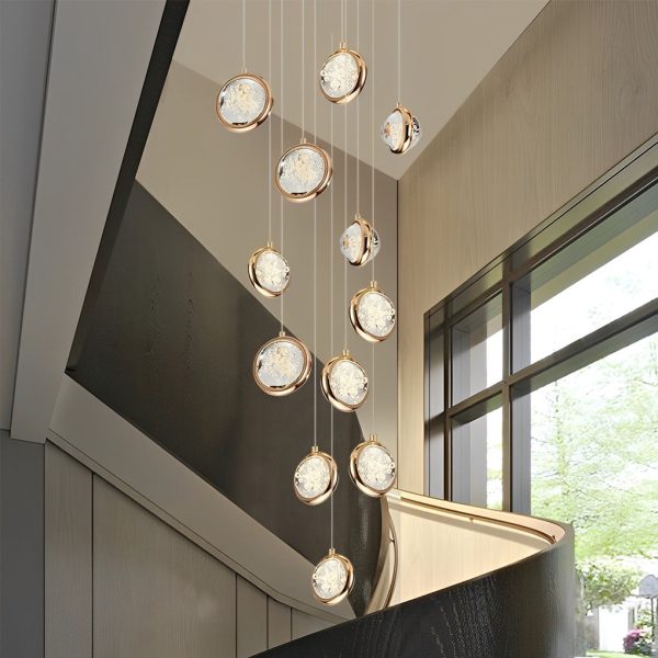 Global Crystal Cluster Adjustable Luxury Staircase Modern Long Chandelier - Image 3