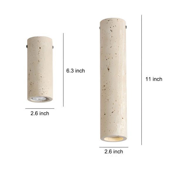1-Light Modern Yellow Travertine Long Tube Ceiling Lamp for Hallway, Entrance - Image 6