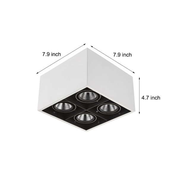 Adjustable 4-Head 7/12W LED Flush Mount Cube Ceiling Spotlights - Image 6