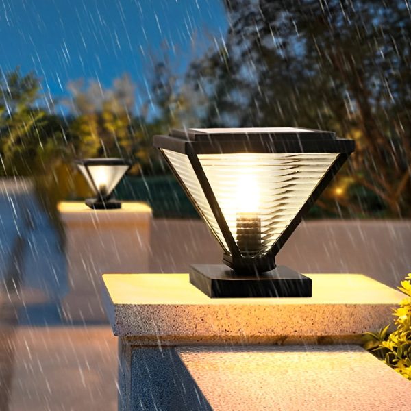 Simple Geometric Shape Waterproof Black Modern Solar Fence Post Lights - Image 5