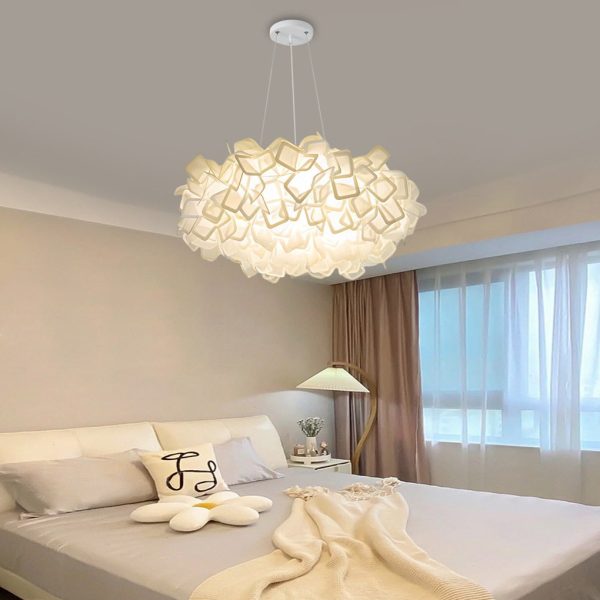 Flower Petals Three Step Dimming LED White Ins Nordic Chandelier Light - Image 3