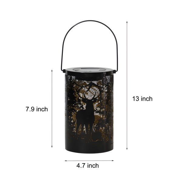Iron Hollow Deer Silhouette Waterproof LED Modern Hanging Solar Lanterns - Image 6