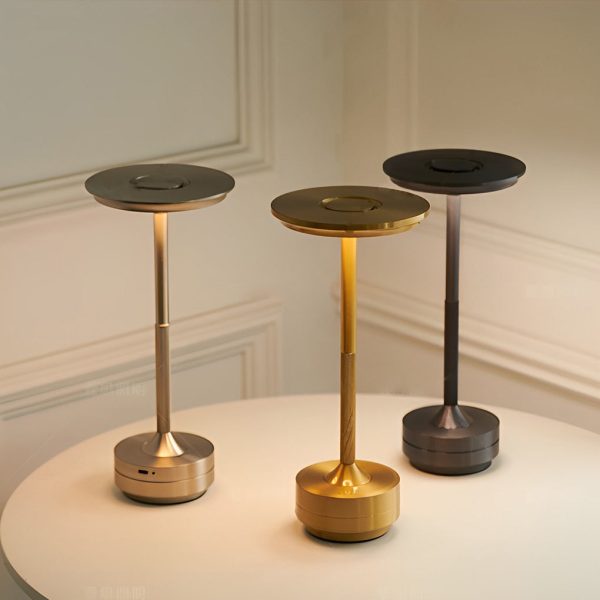 Plated Metal Slender Cordless UFO Alien Table Lamp - Image 3