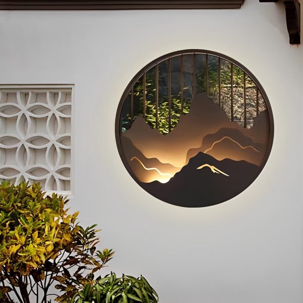 Round Mountain Scenery LED Waterproof Outdoor Wall Sconce Lighting - Image 4