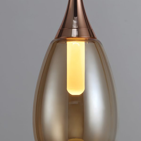 Modern 1-Light LED Teardrop Glass Pendant Light in Amber/Smoke Gray - Image 5