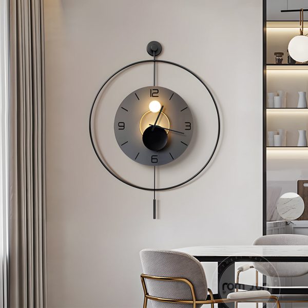 Battery Operated Round LED Hanging Metal Wall Clock - Image 3