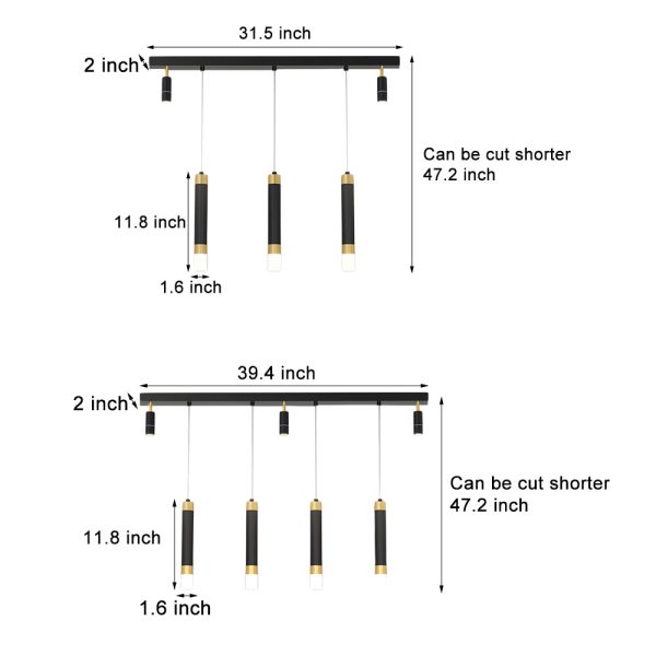 Minimalist Linear Strip 3 Step Dimming Modern Dining Chandelier Spotlight - Image 5