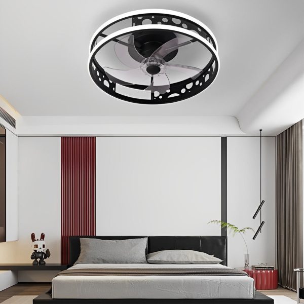 Round Three Step Dimming LED Nordic Bladeless Ceiling Fans with Remote - Image 4