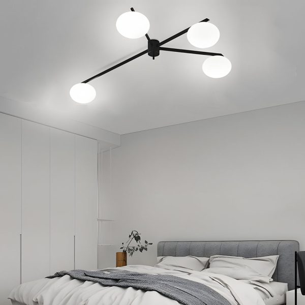 White Glass Bubble Black Semi-Flush Ceiling Light - Image 3