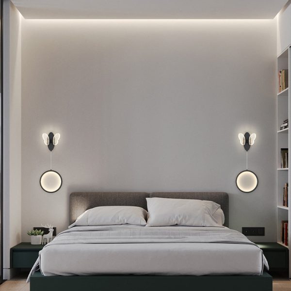Oval Round Butterflies Three Step Dimming Modern LED Wall Lights Fixture - Image 2