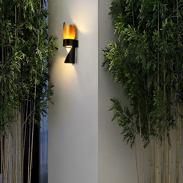 Spiral Exterior Up and Down Wall Lights Outdoor Wall Mounted Light with Gold Interior - Image 2