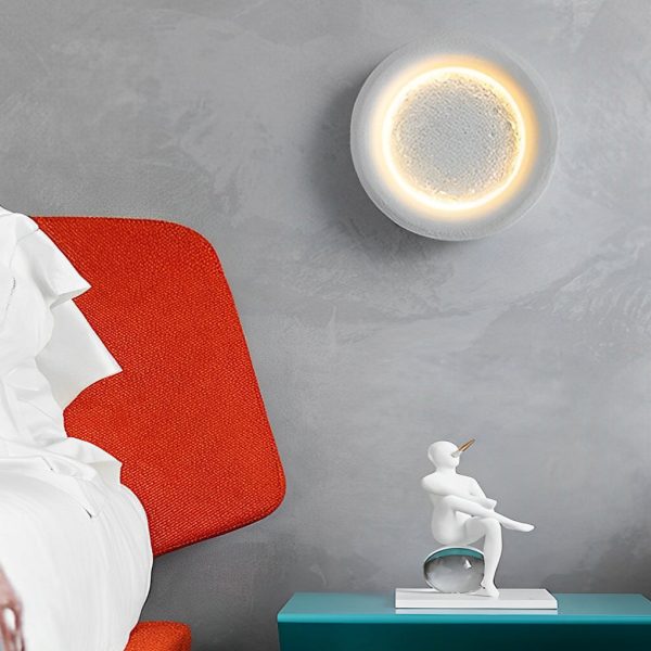 Creative Resin Round Moon LED Nordic Wall Lamp Wall Sconce Lighting - Image 2