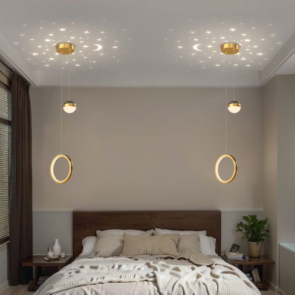 Round Oval Rings 3 Step Dimming LED Starry Projection Modern Pendant Lights - Image 4