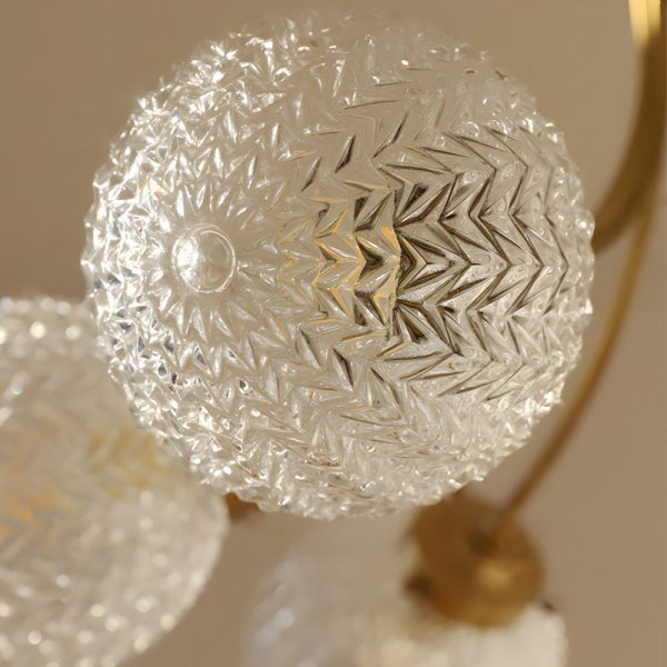 Modern Brass Carved Glass Semi-Flush Mount Ceiling Light - 6/8-Light - Image 5