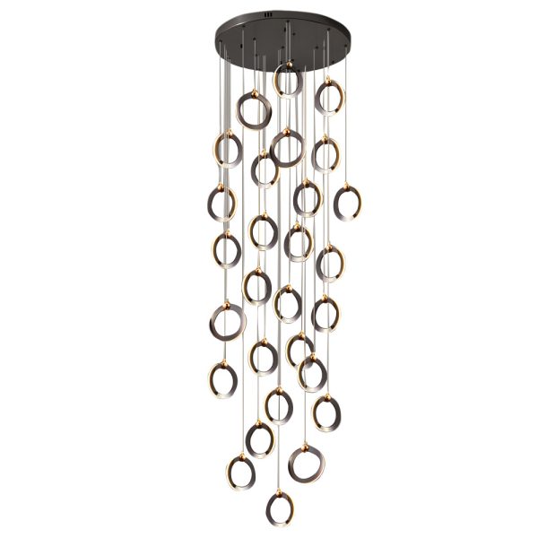 LED Ring Clusters Rotating Staircase Chandelier - Image 16