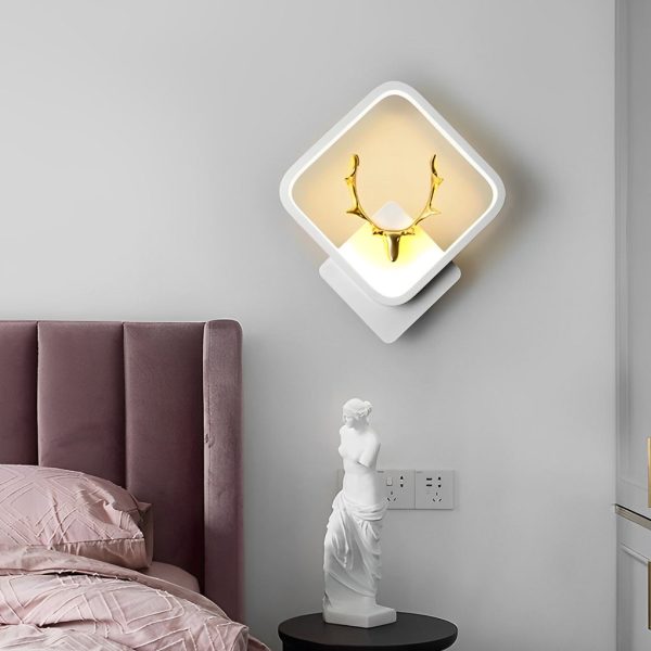 Round Square Creative Antlers Design LED Modern Wall Lamp Bedside Light - Image 9