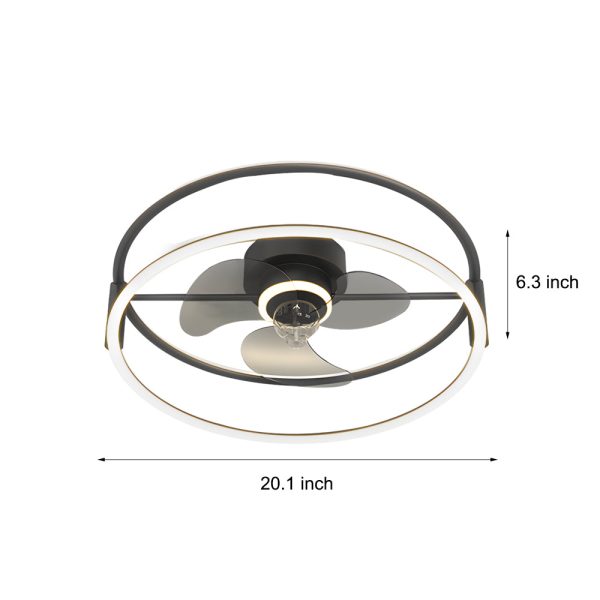 Minimalist Ring Three Step Dimming LED Mute Modern Bladeless Ceiling Fan Lights - Image 5
