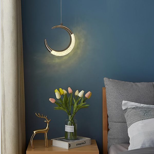 Curvy Moon Shaped LED Electroplated Modern Pendant Light Island Lights - Image 3