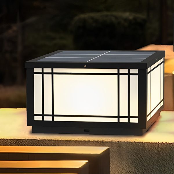 Retro Grilles Waterproof LED 3 Step Dimming Solar Fence Post Lights with Remote - Image 5