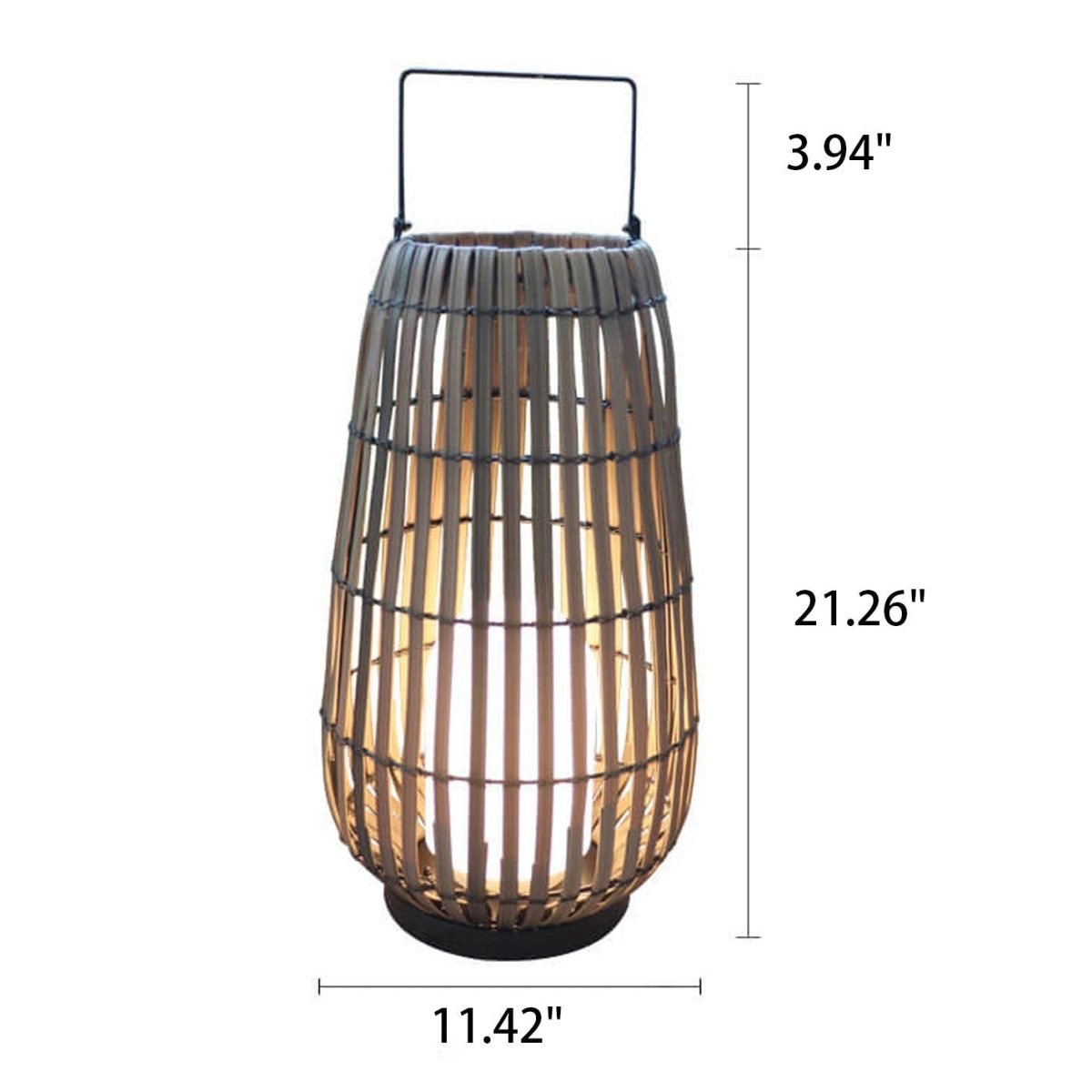 Modern Rattan Weaving Oval Cage Outdoor Patio Waterproof Floor Lamp - Image 7