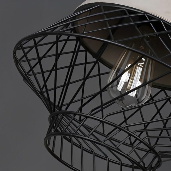 Cement Iron Cage Retro Industrial Pendant Light Kitchen Island Lighting - Image 7