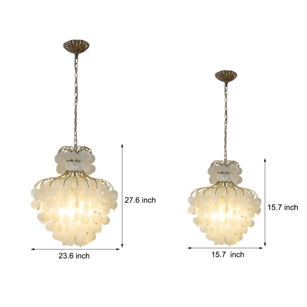 Tiered Capiz Shell Chandelier: Elegant French Style Hanging Lighting - Image 6