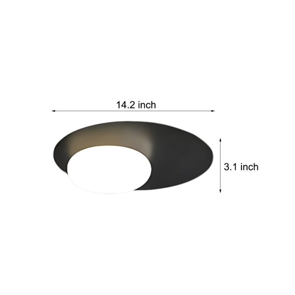 1-Light LED Oval Metal White Glass Flush Mount Ceiling Light - Image 6