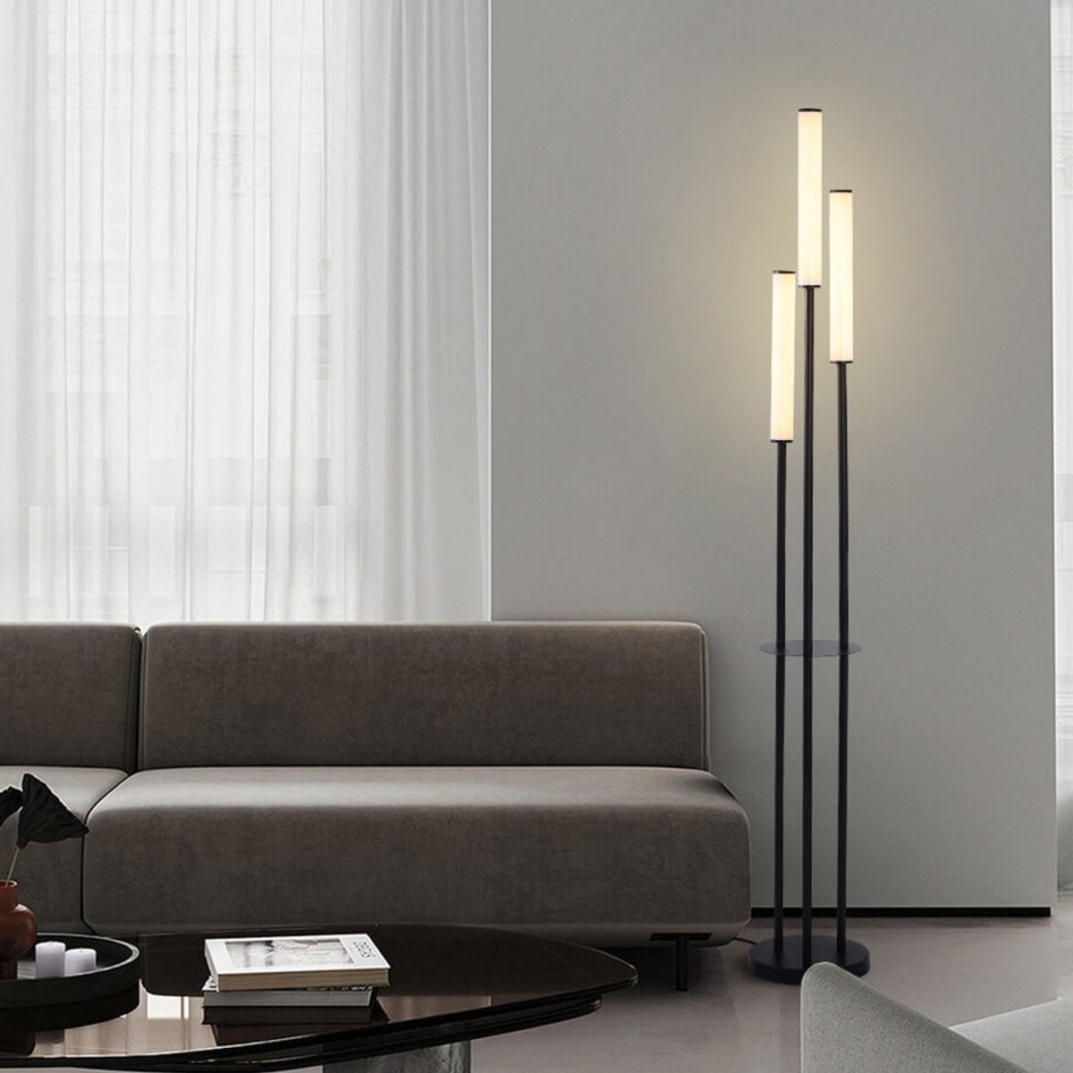 Modern Minimalist Creative Long Bar Design 3-Light LED Standing Floor Lamp - Image 12
