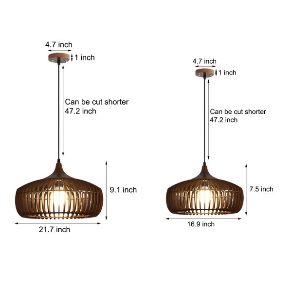 Japanese Wood Cage 1-Light Pendant Light - Image 6
