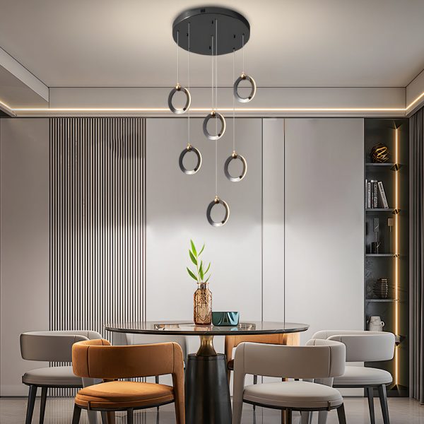 LED Ring Clusters Rotating Staircase Chandelier - Image 2