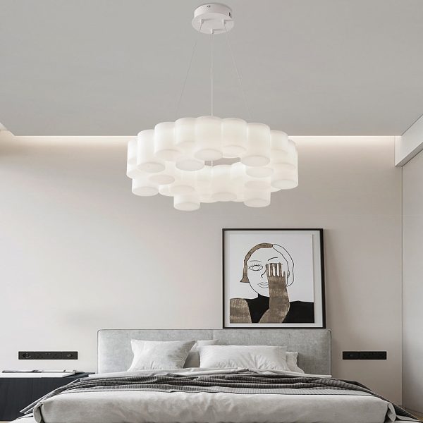 Ring Honeycombs Three Step Dimming LED White Ins Nordic Chandelier Light - Image 5