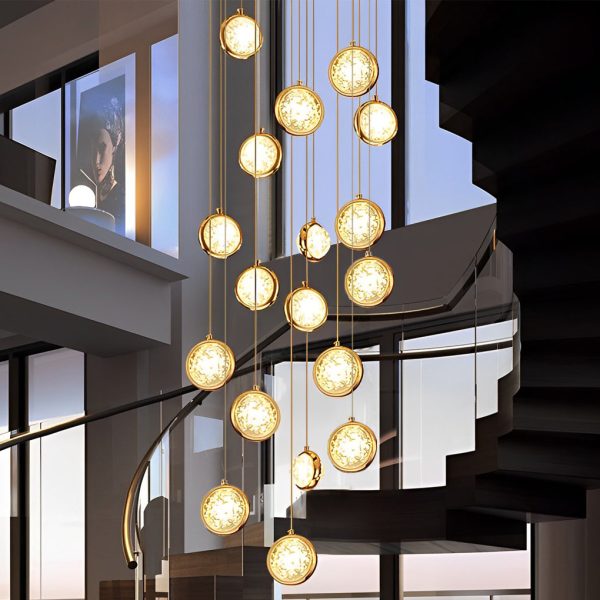 Global Crystal Cluster Adjustable Luxury Staircase Modern Long Chandelier - Image 4