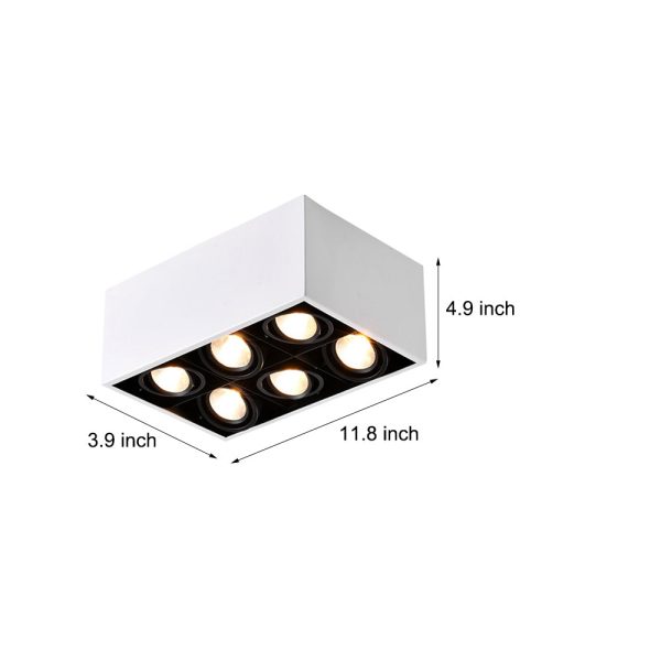 Rectangle Adjustable 6-Head Flush Mount Ceiling Lights Spotlight - Image 8