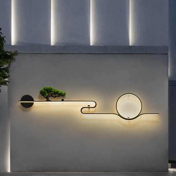 Moon Tree Scenery Waterproof LED Black Retro Outdoor Wall Lights Sconces - Image 6