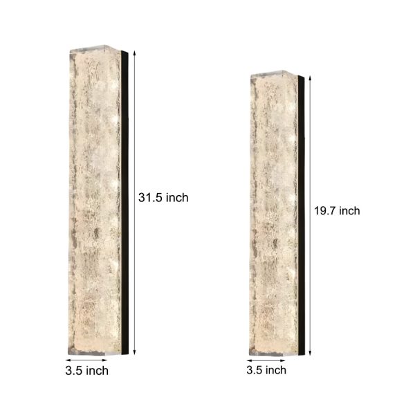 Modern Brass 1-Light LED Wall Sconces Rectangle Wall Light in Ice Resin - Image 6