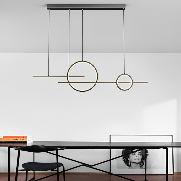 Long Strip Circles Three Step Dimming Stepless Dimmable LED Chandelier - Image 2