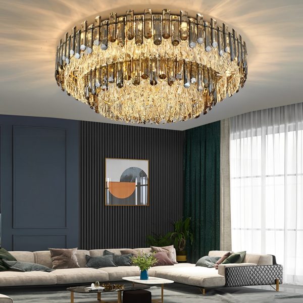 Round Metal Crystal Three Step Dimming Luxury Modern Ceiling Lights - Image 4