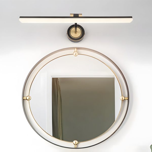 Adjustable LED Bathroom Vanity Mirror Light with Rotatable Flat Bar in Gold/Black Finish - Image 3