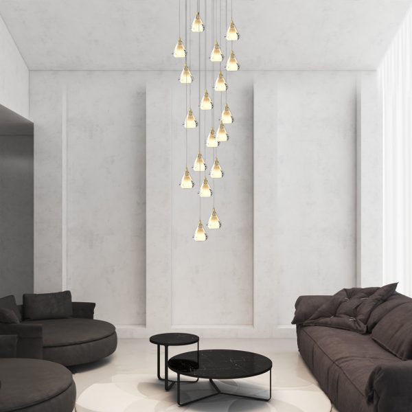 Creative Crystal Shade Three Step Dimming Nordic Staircase Chandelier - Image 4