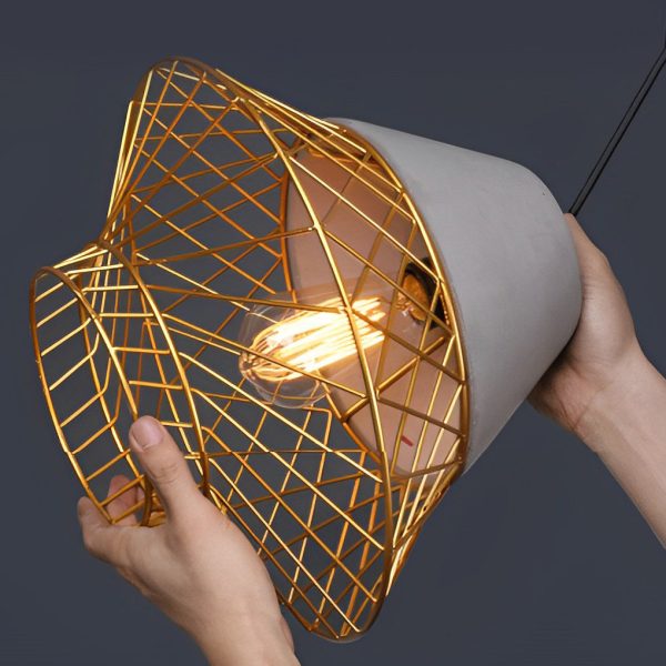 Cement Iron Cage Retro Industrial Pendant Light Kitchen Island Lighting - Image 8