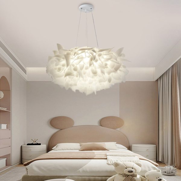 Flower Petals Three Step Dimming LED White Ins Nordic Chandelier Light - Image 6