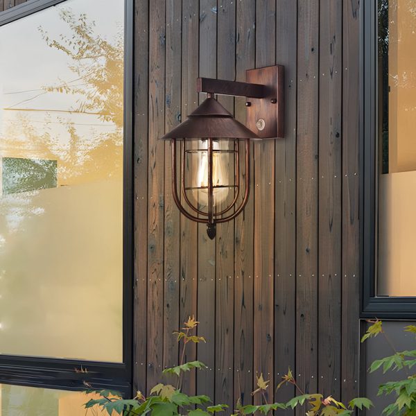 Waterproof Retro Iron Glass Motion Sensor Black Modern Outdoor Wall Lights - Image 4