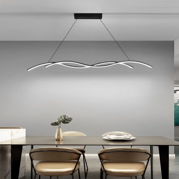 Double Wavy Minimalist LED Creative Modern Chandelier Hanging Ceiling Lamp - Image 3