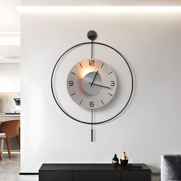 Battery Operated Round LED Hanging Metal Wall Clock - Image 5