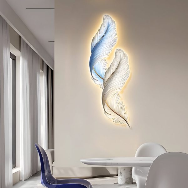 Feathers Creative Luxury Decorative Painting USB Remote LED Wall Lights - Image 5